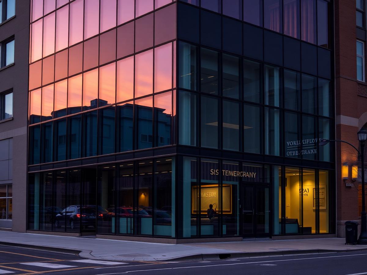 Storefront with reflective commercial window film